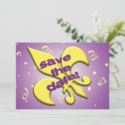 Save the Date Fleur de Lys Wedding Ankündigung (Stehend Vorderseite)