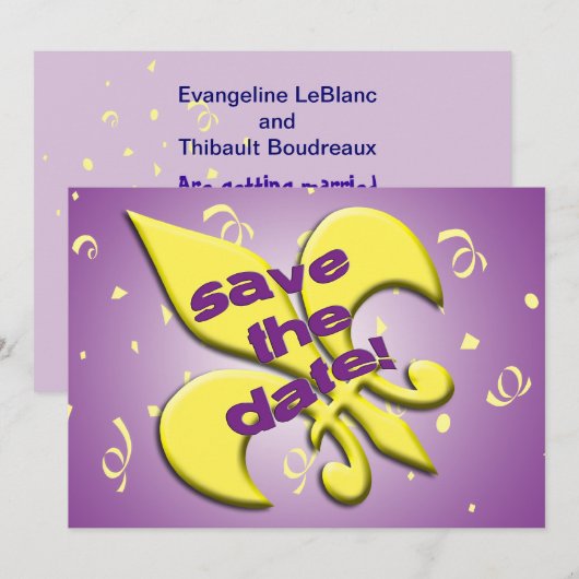 Save the Date Fleur de Lys Wedding Ankündigung (Vorne/Hinten)