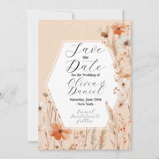 Save the Date Floral Boho Blume Bohemisch (Vorderseite)