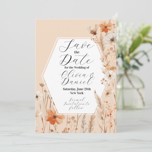 Save the Date Floral Boho Blume Bohemisch (Stehend Vorderseite)