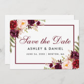 Save the Date Floral Burgundy (Vorne/Hinten)