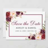 Save the Date Floral Burgundy BB (Vorderseite)