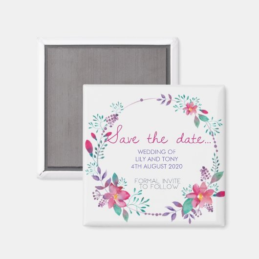 Save the Date Floral Magnet (Vorderseite/Rückseite)