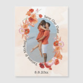 save the date floral orange arch photo magnet (Vorderseite)