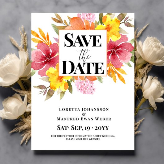 Save the Date floral Postkarte