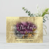 Save the Date Floral Wreath Lila Gold (Stehend Vorderseite)