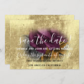 Save the Date Floral Wreath Lila Gold (Vorne/Hinten)