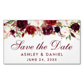 Save The Date Florale Burgunder Mini Magnet (Vorderseite)