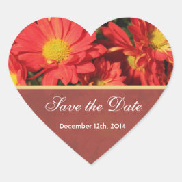 Save the Date florale Hochzeitsticker Herz-Aufkleber
