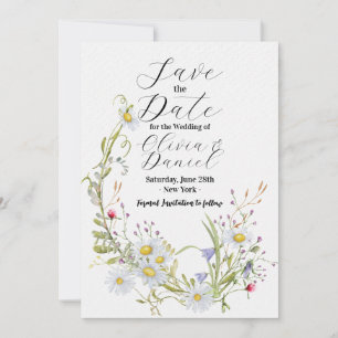 Save The Date Florale Wildblumen Hochzeit Gänseblü