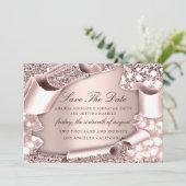 Save the Date Florals Rose 3D Royal Initials (Stehend Vorderseite)