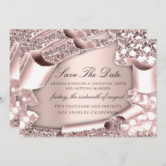 Save the Date Florals Rose 3D Royal Initials (Vorne/Hinten)