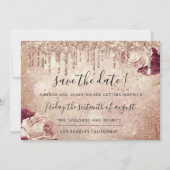 Save the Date Florals Rose Glitzer Tropfens Marsal (Vorderseite)