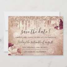Save the Date Florals Rose Glitzer Tropfens Marsal