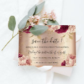 Save the Date Florals Rose Gold Rose Marsala