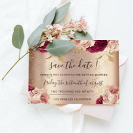 Save the Date Florals Rose Gold Rose Marsala