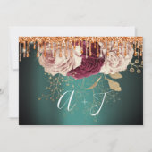 Save the Date Florals Rose Gold Tropfen Aquamarin (Rückseite)