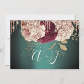 Save the Date Florals Rose Gold Tropfen Aquamarin (Rückseite)