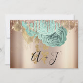 Save the Date Florals Rose Gold Tropfens Blue (Rückseite)