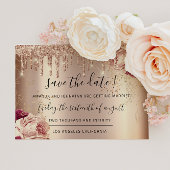 Save the Date Florals Rose Gold Tropfens Marsala