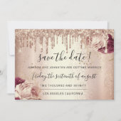 Save the Date Florals Rose Mint Tropfens Marsala (Vorderseite)