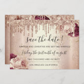 Save the Date Florals Rose Mint Tropfens Marsala (Vorne/Hinten)