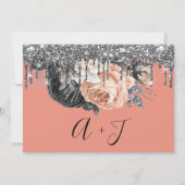 Save the Date Florals Rose Tropfen Rose Silver (Rückseite)