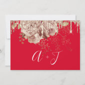 Save the Date Florals Rose Tropfen Rotes Elfenbein (Rückseite)