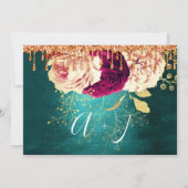 Save the Date Florals Rose Wreath Orange Tropfen (Rückseite)