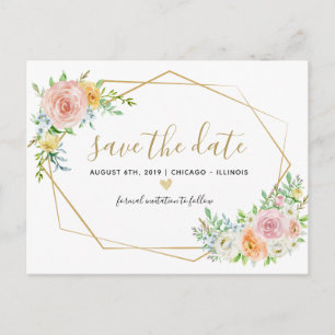 Save the Date florfarbenrosa Postkarte