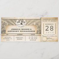 Save the Date Flugtickets - Vintage Einladungen