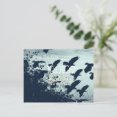 Save the Date - Flying Birds - Customized Ankündigungspostkarte (Stehend Vorderseite)