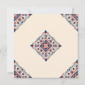 Save the Date, Folklorekunst blühend, rot-weiß und Einladung (Rückseite)