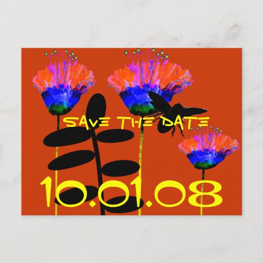 Save the Date Folksy Folk Art Wildblume Ankündigungspostkarte (Vorderseite)