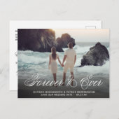 Save the Date Forever & Ever Wedding Foto Script Ankündigungspostkarte (Vorne/Hinten)