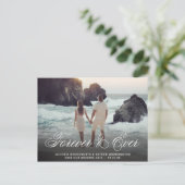 Save the Date Forever & Ever Wedding Foto Script Ankündigungspostkarte (Stehend Vorderseite)