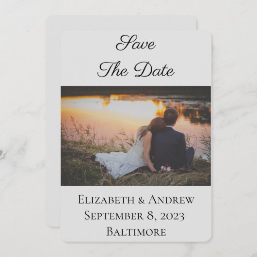 Save the Date formales Foto Grau (Vorne/Hinten)