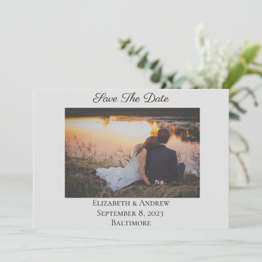 Save the Date formales Foto Grau (Stehend Vorderseite)