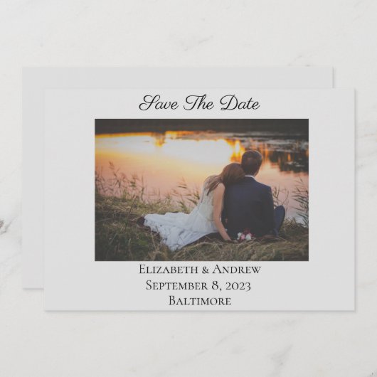 Save the Date formales Foto Grau (Vorne/Hinten)