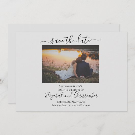 Save the Date formales Foto Grau (Vorne/Hinten)