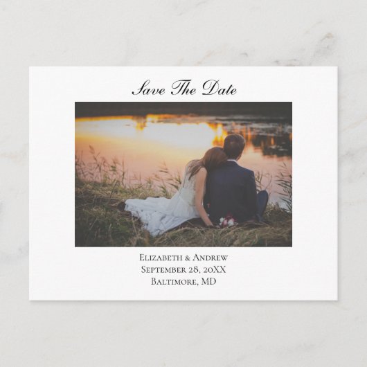 Save the Date formales Foto QR Code Hochzeit Ankündigungspostkarte (Vorderseite)