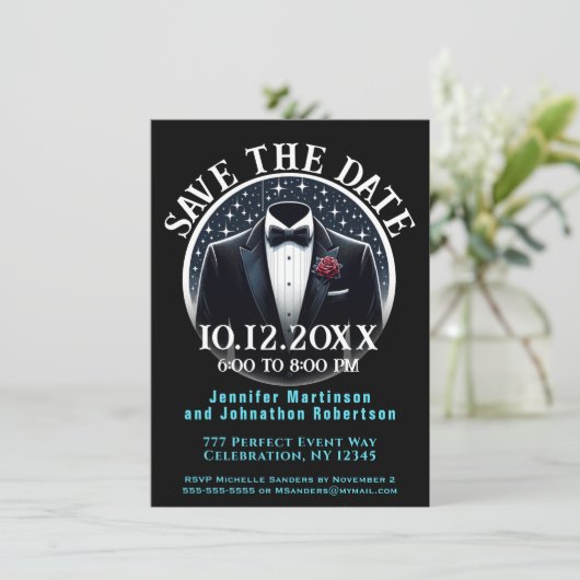 Save The Date | Formell | Einladung Tuxedo (Stehend Vorderseite)