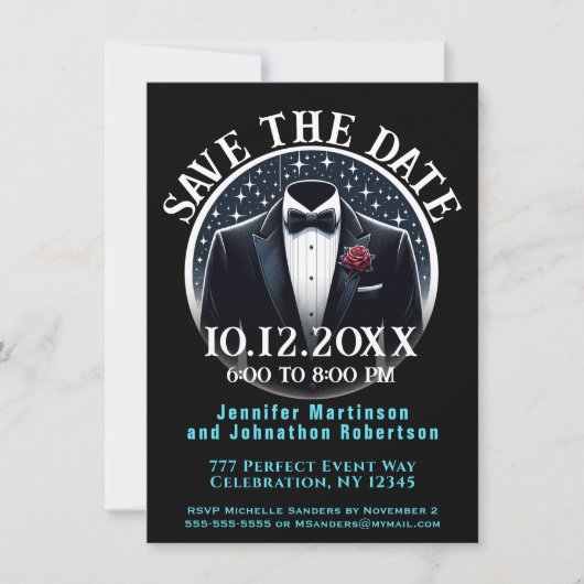 Save The Date | Formell | Einladung Tuxedo (Vorderseite)