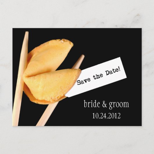 Save the Date Fortune Cookie Postcard Ankündigungspostkarte (Vorderseite)