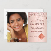 Save the Date-Foto-Abschlussfeier Erröten Postkarte (Vorne/Hinten)