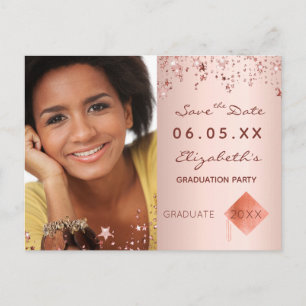 Save the Date-Foto-Abschlussfeier Erröten Postkarte