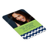 Save the Date Foto Birthday Magnet Blue Zickzack (Rechte Seite)