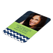 Save the Date Foto Birthday Magnet Blue Zickzack (Linke Seite)