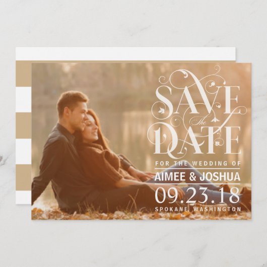 Save the Date Foto - BlumenTypografie Geblüht (Vorne/Hinten)