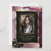 Save The Date | Foto Bold Black Cassis Abstrakt Einladung (Vorderseite)